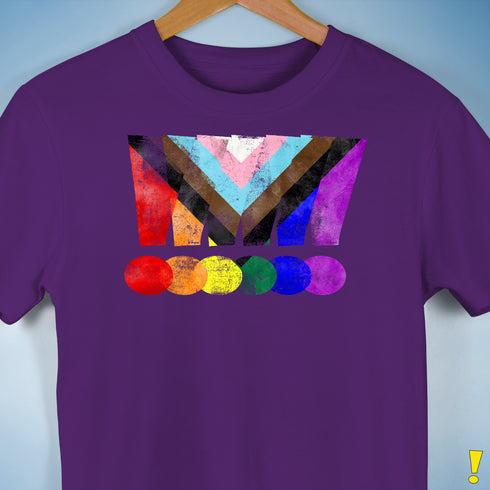 LGBTQ Progress Pride Grunge Exclamation Points Premium Unisex T-Shirt - Purple